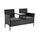 Juskys Balkonset Monaco Schwarz Polyrattan 2-Sitzer mit Tisch & Kissen Bild 1