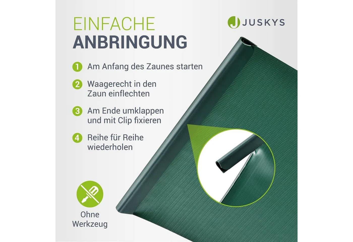 Juskys PVC Sichtschutzstreifen 4er Set Grün für Doppelstabmatten Zaun - Bild 3