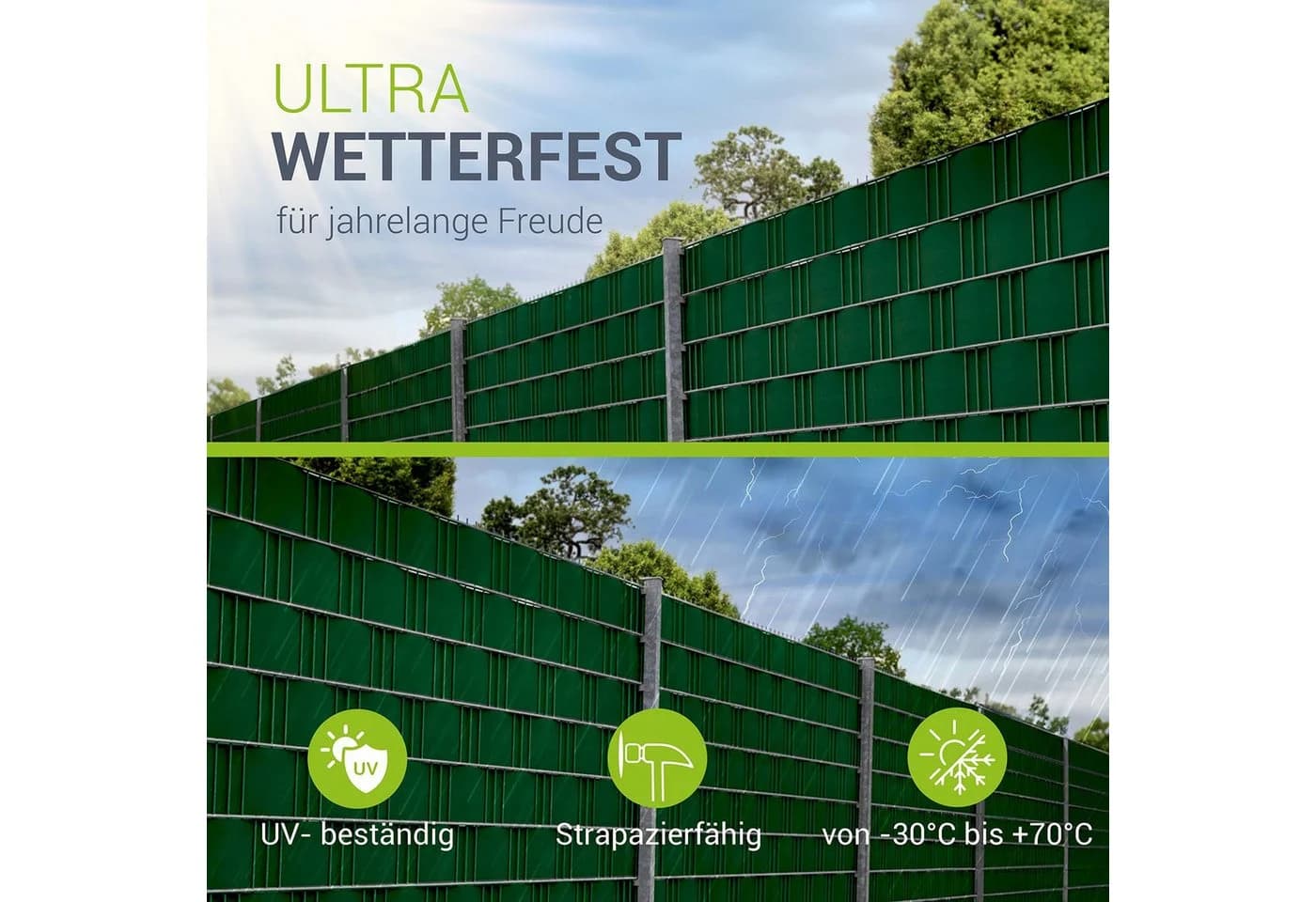 Juskys PVC Sichtschutzstreifen 4er Set Grün für Doppelstabmatten Zaun - Bild 5