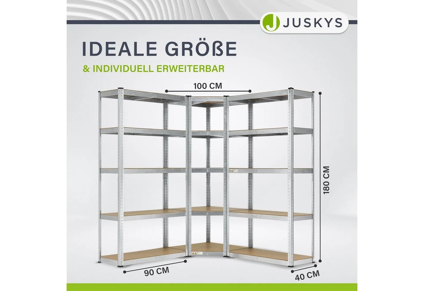 Juskys 3er Schwerlastregal Set Silber Metall MDF - Bild 2