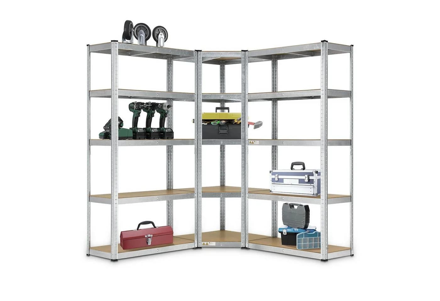 Juskys 3er Schwerlastregal Set Silber Metall MDF - Bild 3
