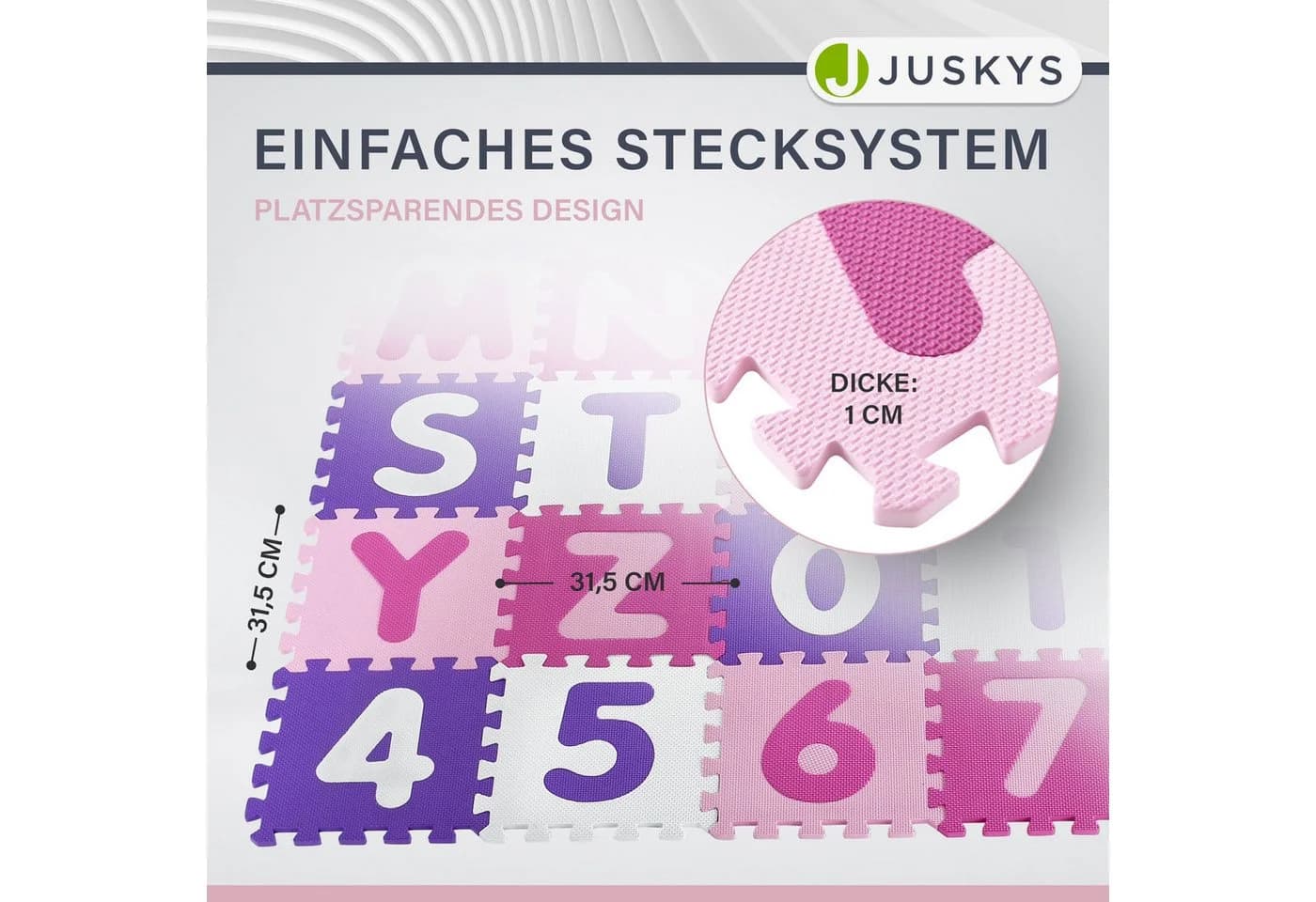 Juskys Puzzlematte Juna EVA Schaumstoff Rosa Lila Weiß - Bild 3