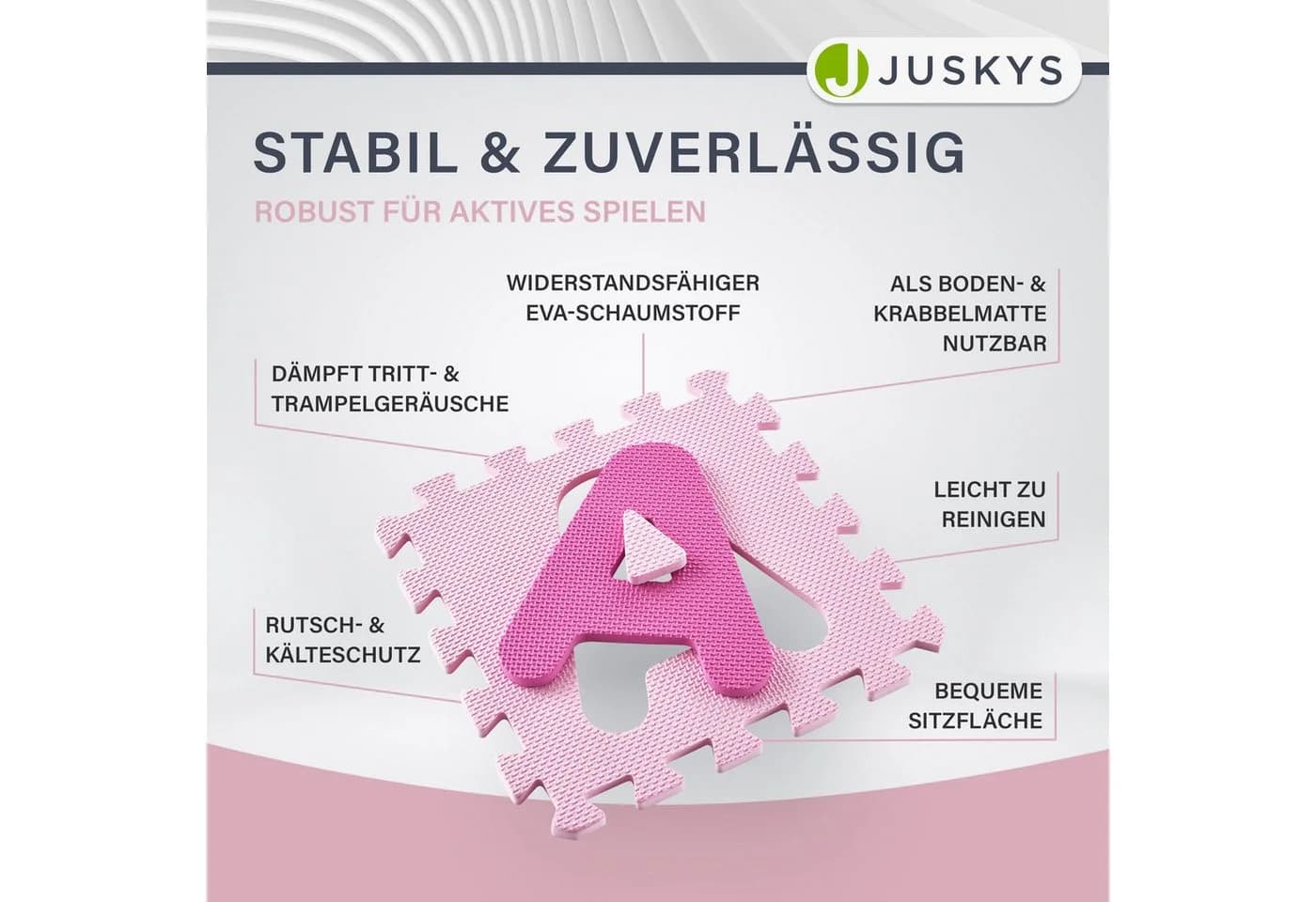 Juskys Puzzlematte Juna EVA Schaumstoff Rosa Lila Weiß - Bild 4