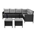 Juskys Gartenlounge-Set Manacor Schwarz Grau Poly Rattan Bild 1