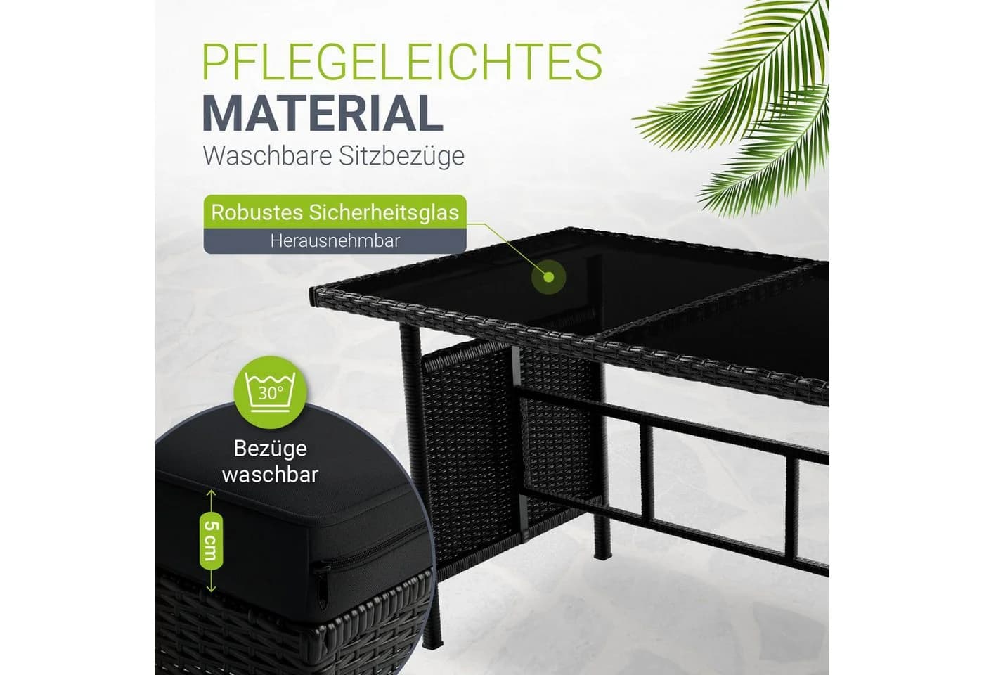 Juskys Gartenlounge-Set Manacor Schwarz Grau Poly Rattan - Bild 4