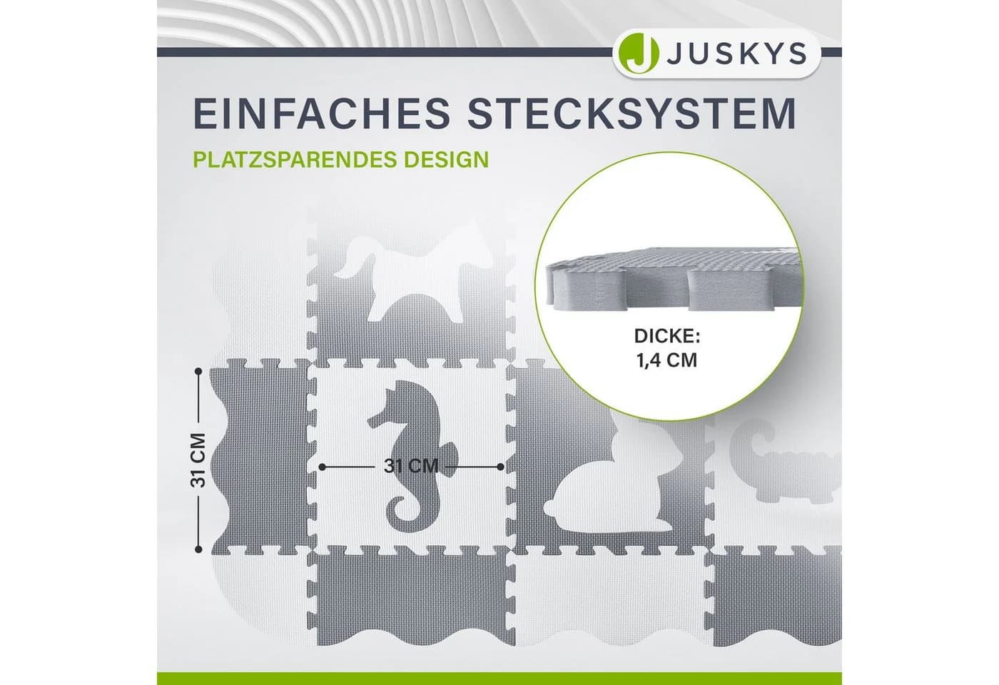 Juskys Puzzlematte Timon 36-tlg. Weiß/Grau EVA Schaumstoff - Bild 3