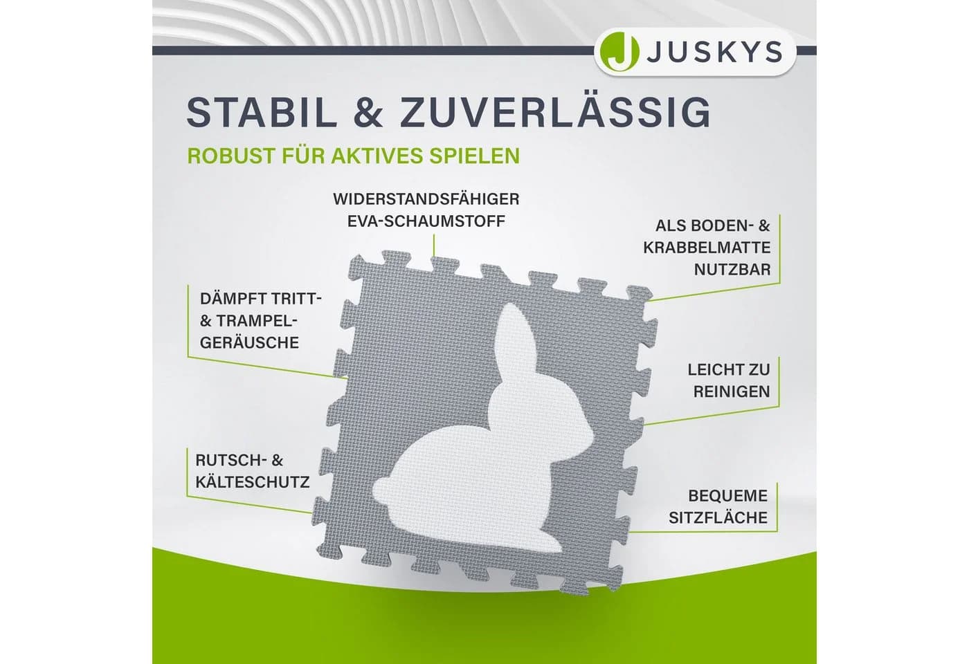 Juskys Puzzlematte Timon 36-tlg. Weiß/Grau EVA Schaumstoff - Bild 4