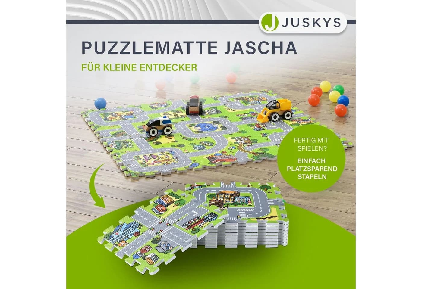 Juskys Puzzlematte Jascha Bunt 9-teilig EVA Schaumstoff