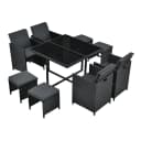 Juskys Garten-Essgruppe Baracoa 9-teilig Schwarz/Grau Polyrattan Bild 1