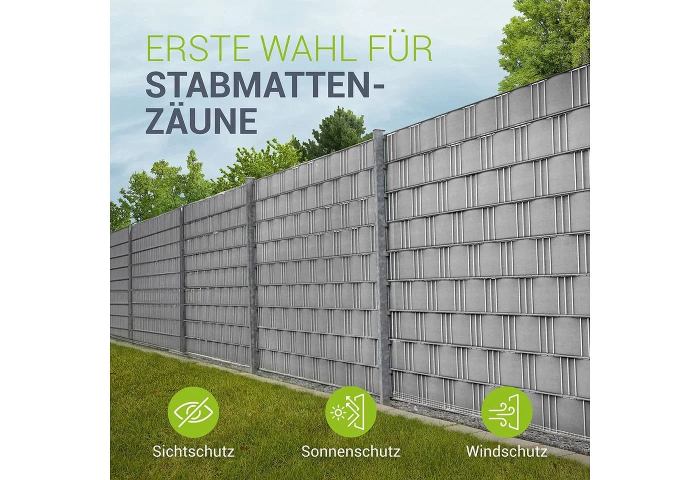 Juskys PVC Sichtschutzstreifen 4er Set Hellgrau Wetterfest