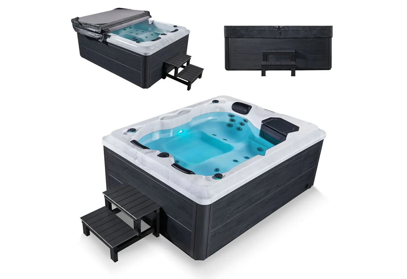 Artsauna Outdoor Whirlpool Oasis Grau mit LED & Treppe - Bild 2