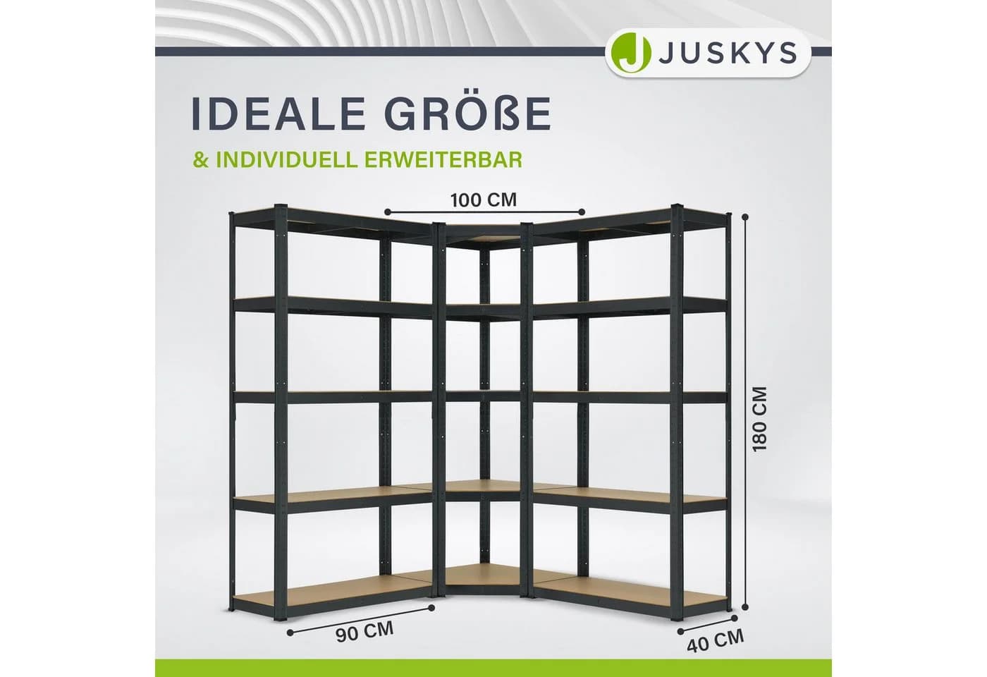 Juskys Schwerlastregal 3er Set Grau mit Kunststofffüßen - Bild 2