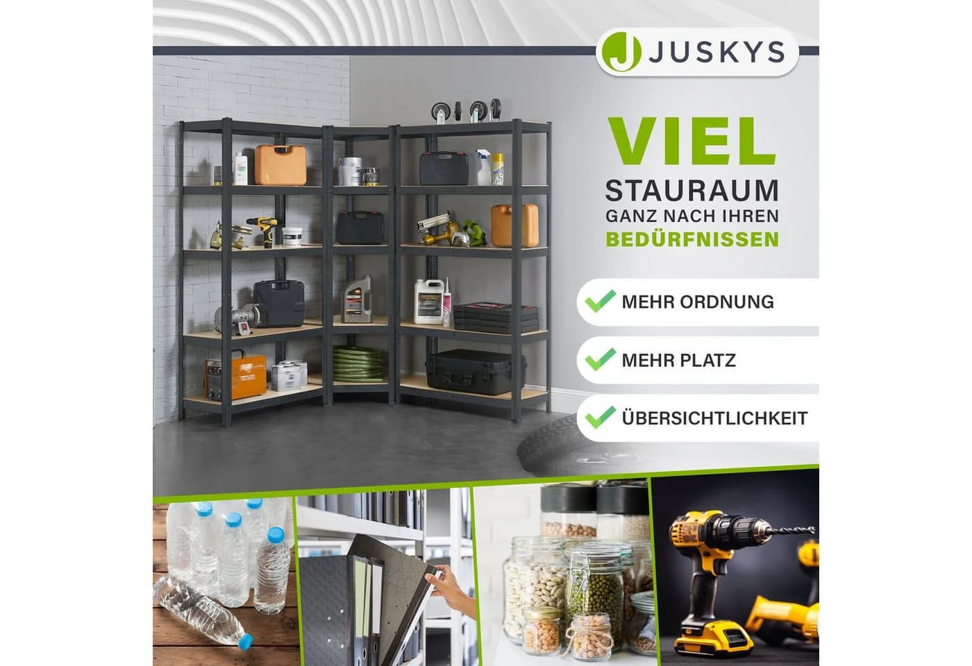 Juskys Schwerlastregal 3er Set Grau mit Kunststofffüßen - Bild 4