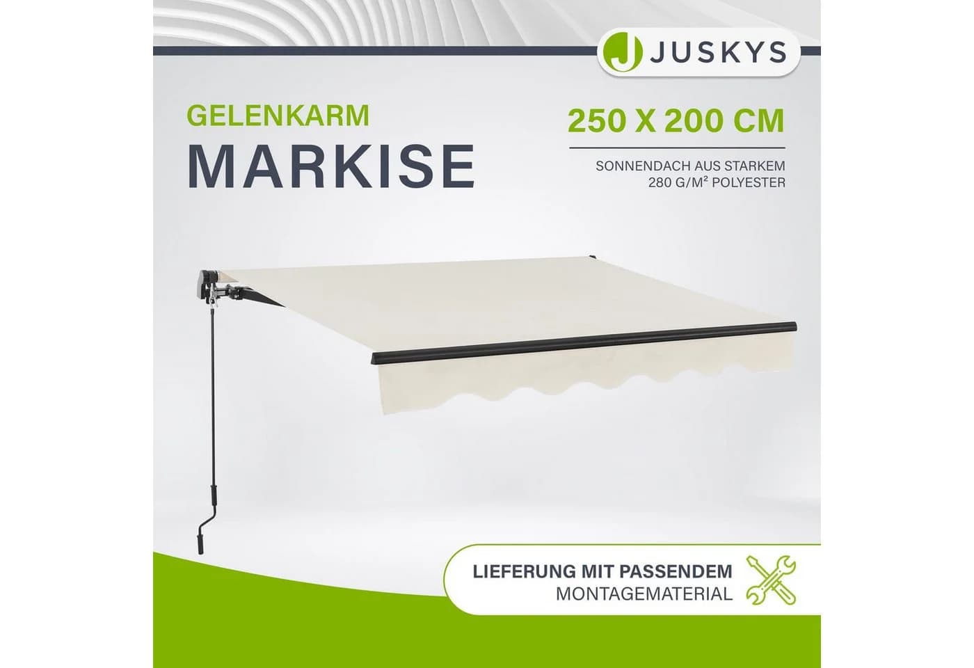 Juskys Gelenkarmmarkise Beige UV40+ Wasserabweisend - Bild 2