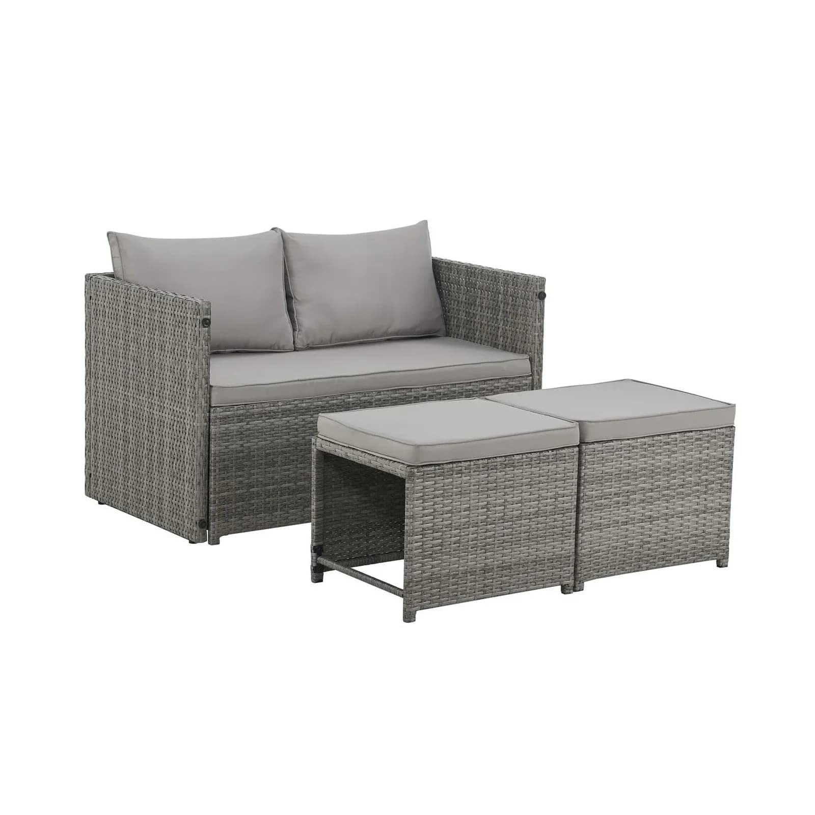 Juskys 2in1 Polyrattan Gartenlounge Set Jamaika Grau