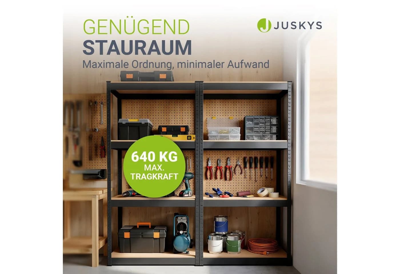 Juskys Schwerlastregal Easy 2er Set Grau 640 kg Traglast - Bild 4