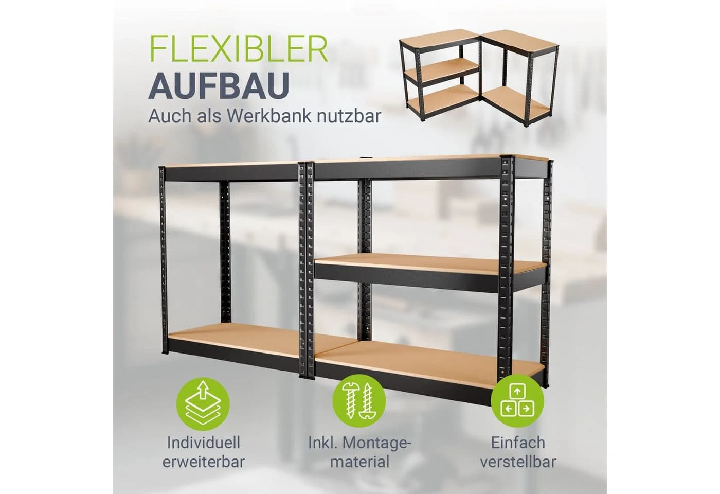 Juskys Schwerlastregal Easy 2er Set Grau 640 kg Traglast - Bild 5