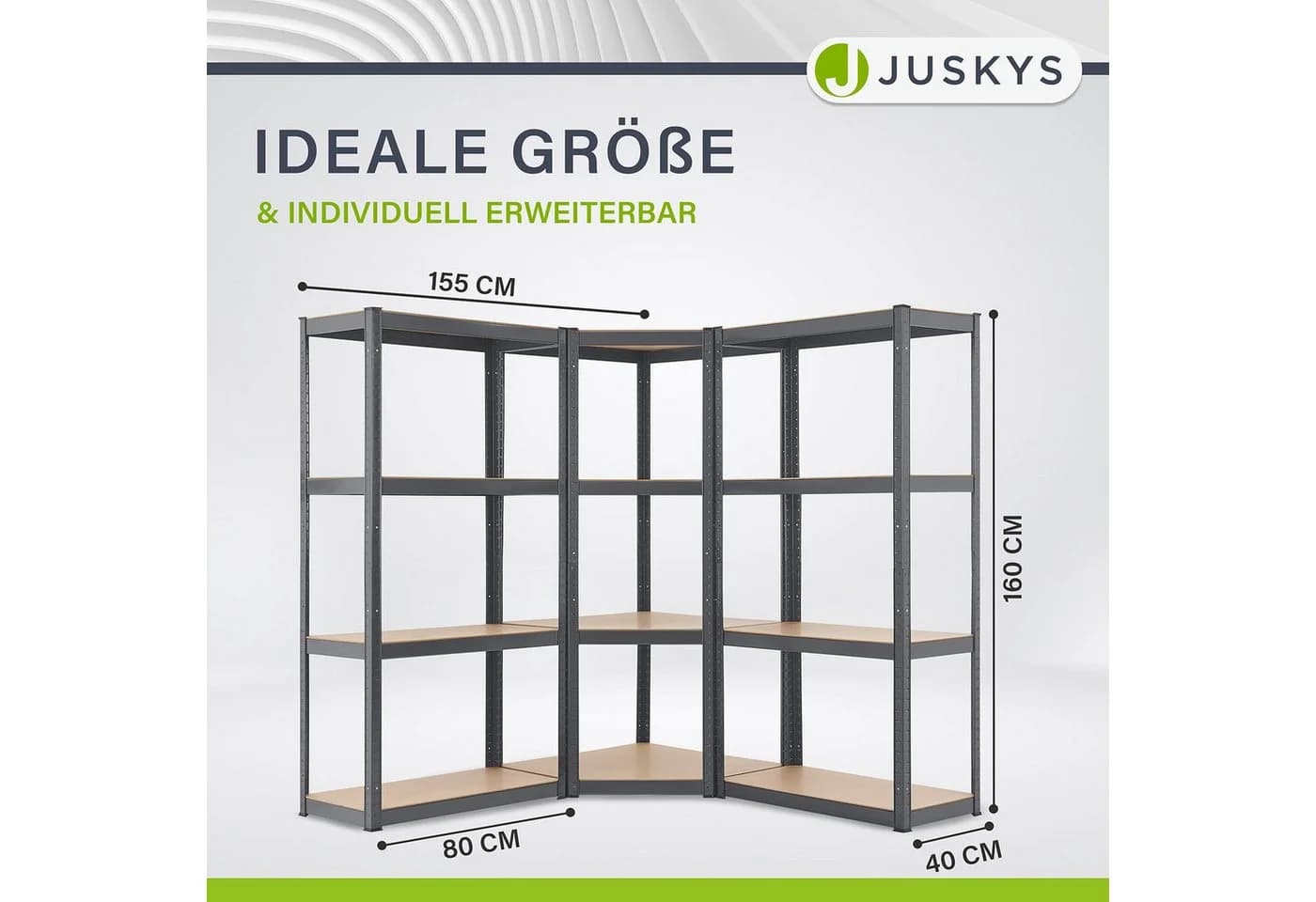 Juskys Schwerlastregal 3er Regalsystem Grau/Braun verzinktes Metall - Bild 4