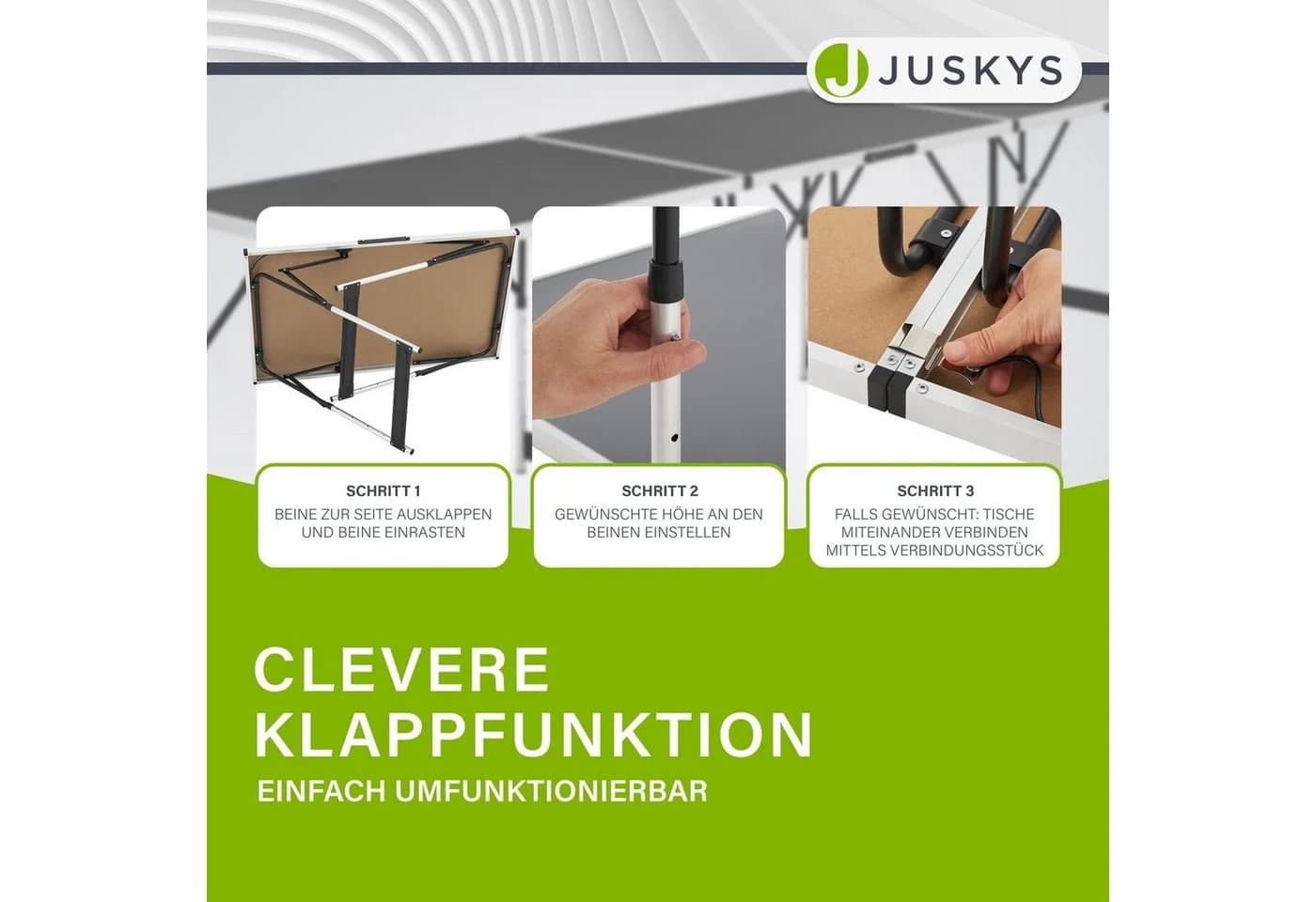 Juskys Multifunktionstisch 3-teilig Klappbar Aluminium Schwarz - Bild 4