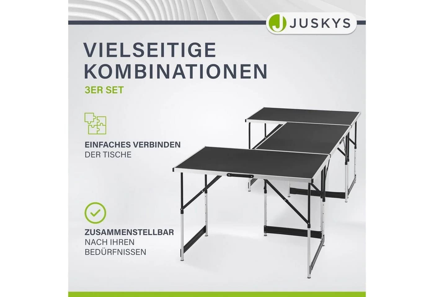 Juskys Multifunktionstisch 3-teilig Klappbar Aluminium Schwarz - Bild 5