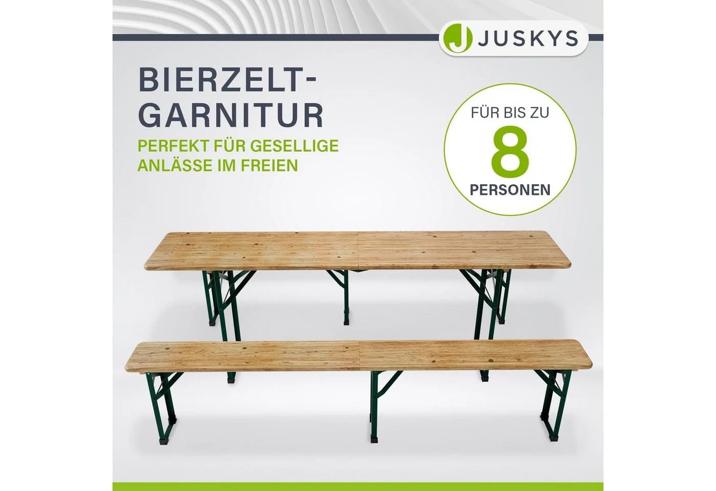 Juskys Bierzeltgarnitur Passau 3-tlg. Klappbar Holz Stahl - Bild 2