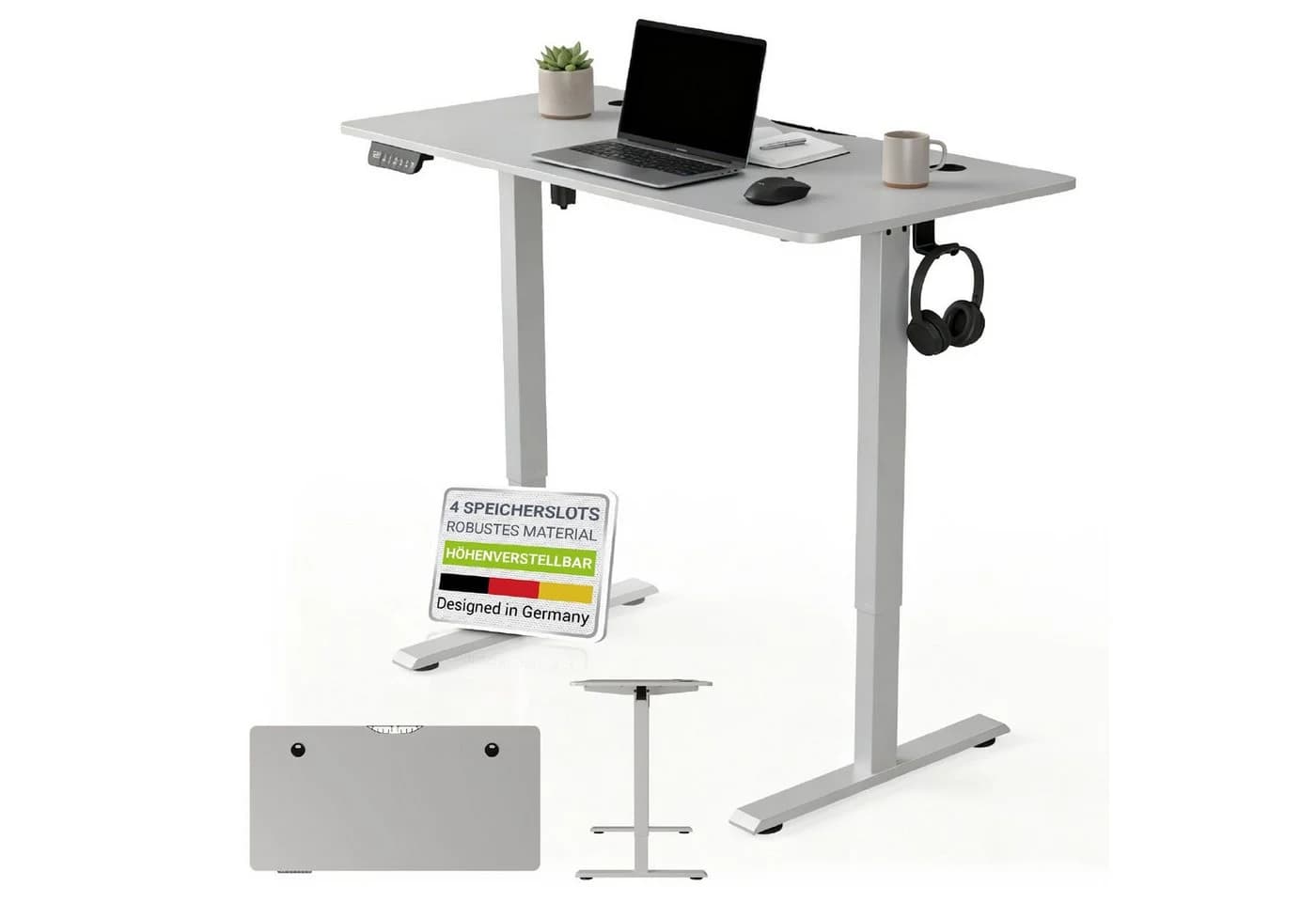 Juskys Höhenverstellbarer Schreibtisch Office Stand Weiß Elektrisch - Bild 3