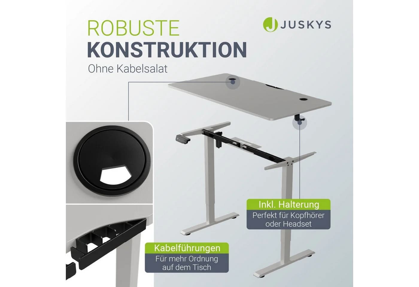 Juskys Höhenverstellbarer Schreibtisch Office Stand Weiß Elektrisch - Bild 4