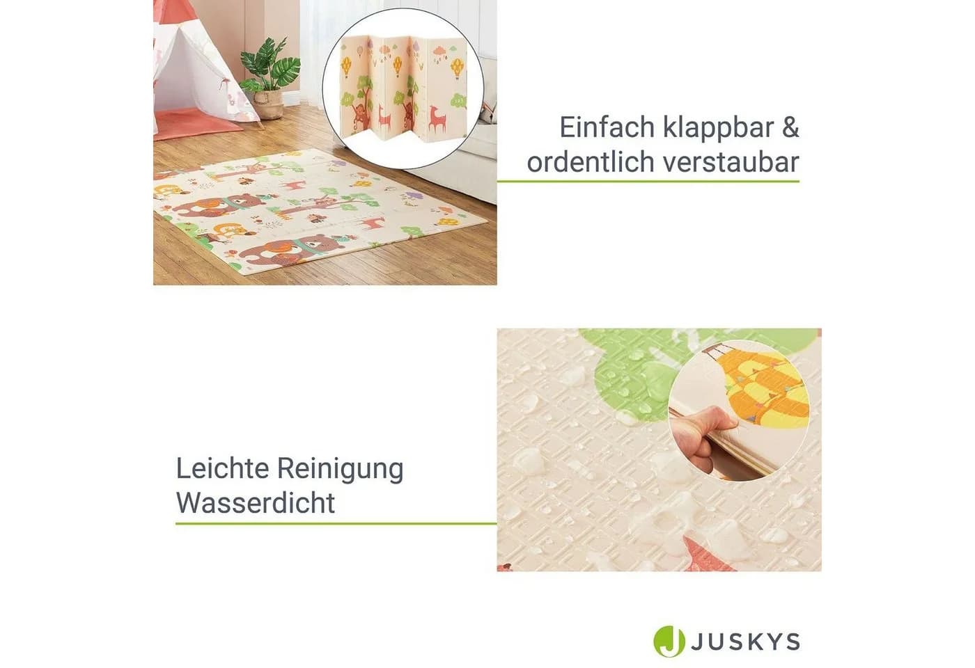 Juskys Kinder Spielmatte Jakob 180x200 cm Bären & Waldtiere - Bild 5