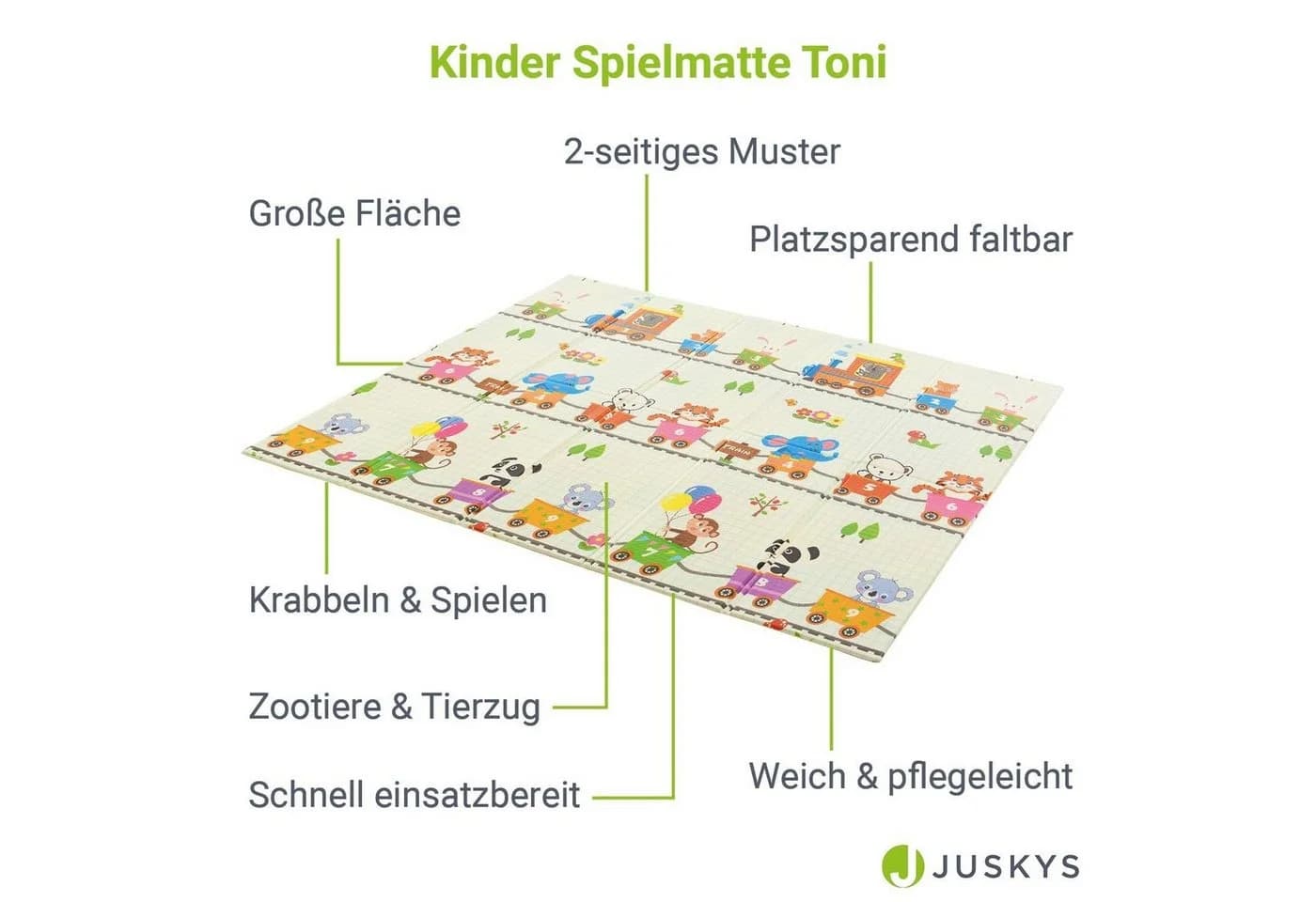 Juskys Puzzlematte Toni Bunt Weiß Grün Faltbar - Bild 3