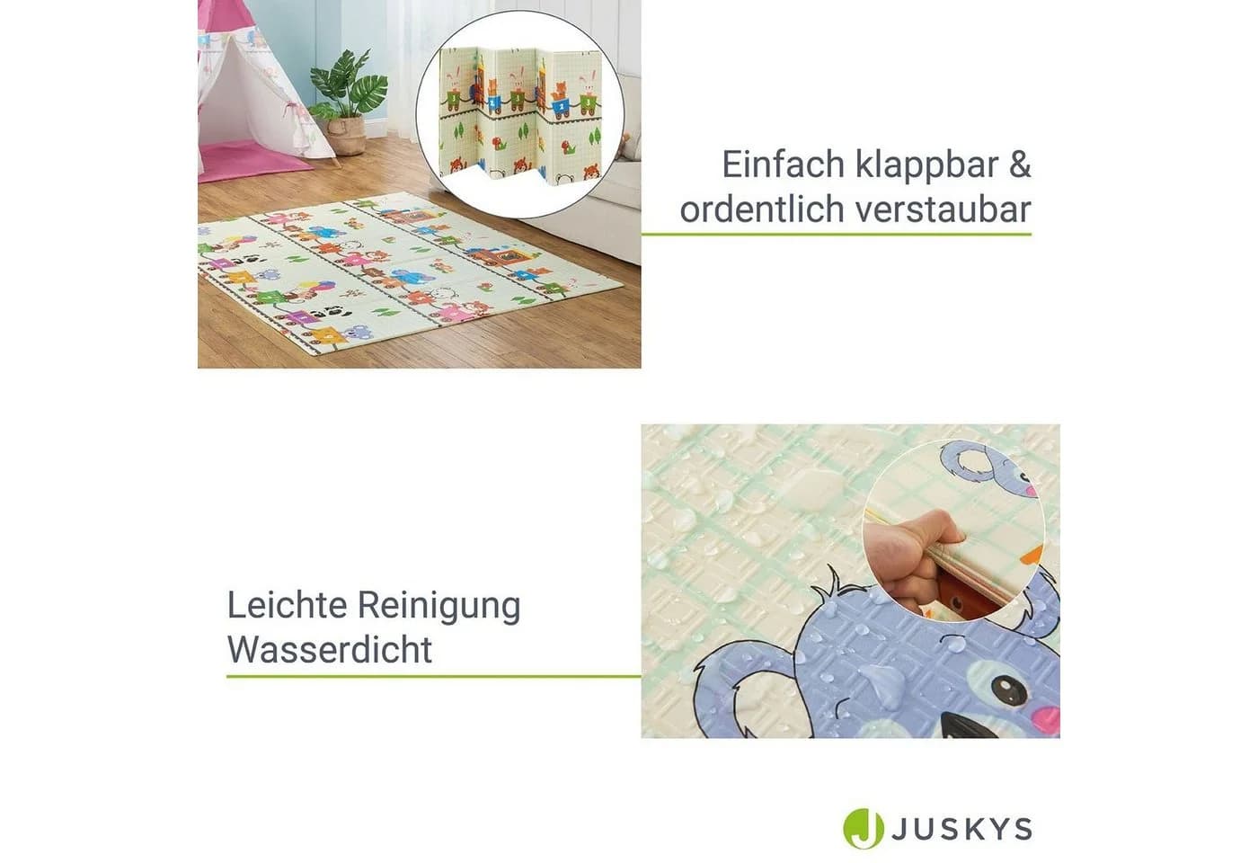 Juskys Puzzlematte Toni Bunt Weiß Grün Faltbar - Bild 5