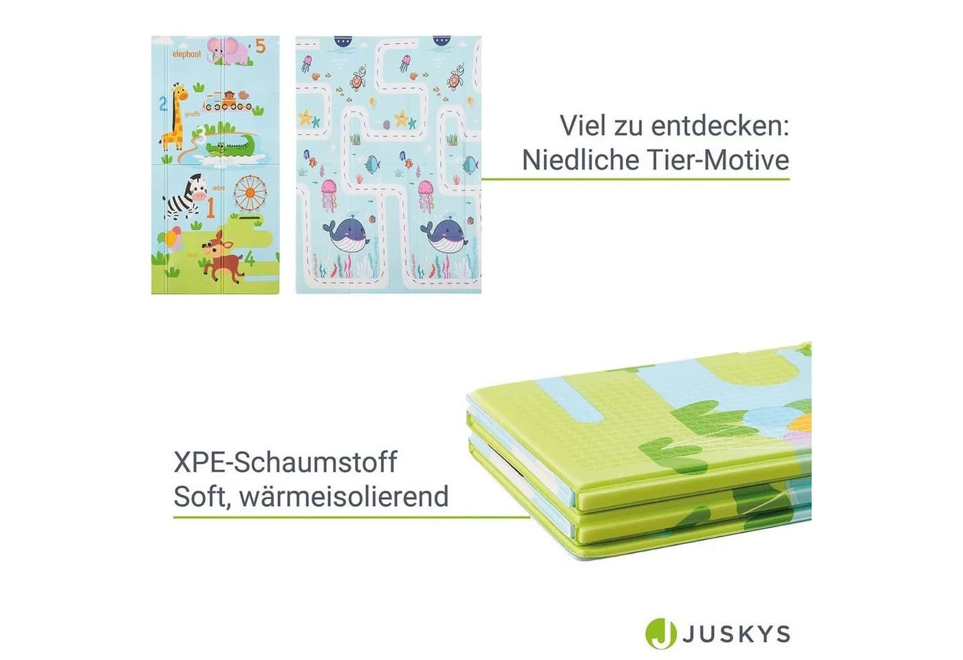 Juskys Kinder Spielmatte Stella 180x200 cm Tiere XXL Matte Schaumstoff Faltbar Soft Blau - Bild 4