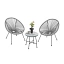 Juskys Balkonset Ostana 3-teilig Grau Schwarz Polyrattan Bild 1