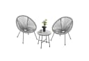 Juskys Balkonset Ostana 3-teilig Grau Schwarz Polyrattan Bild 3