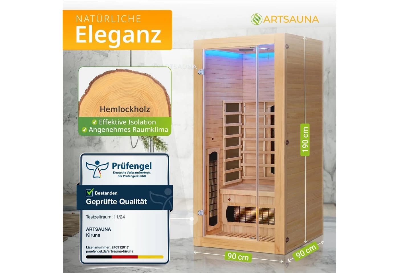 Artsauna Infrarotkabine Kiruna90 Dual Technologie 7 Strahler - Bild 2