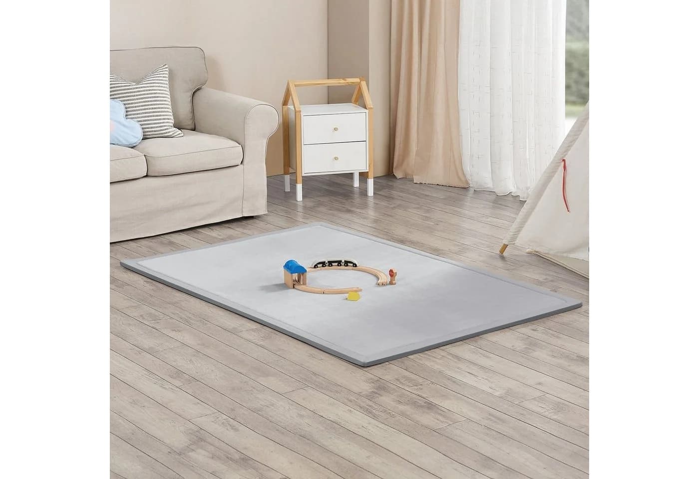 Juskys Krabbelmatte Maila Grau Memory-Foam rutschfest - Bild 2