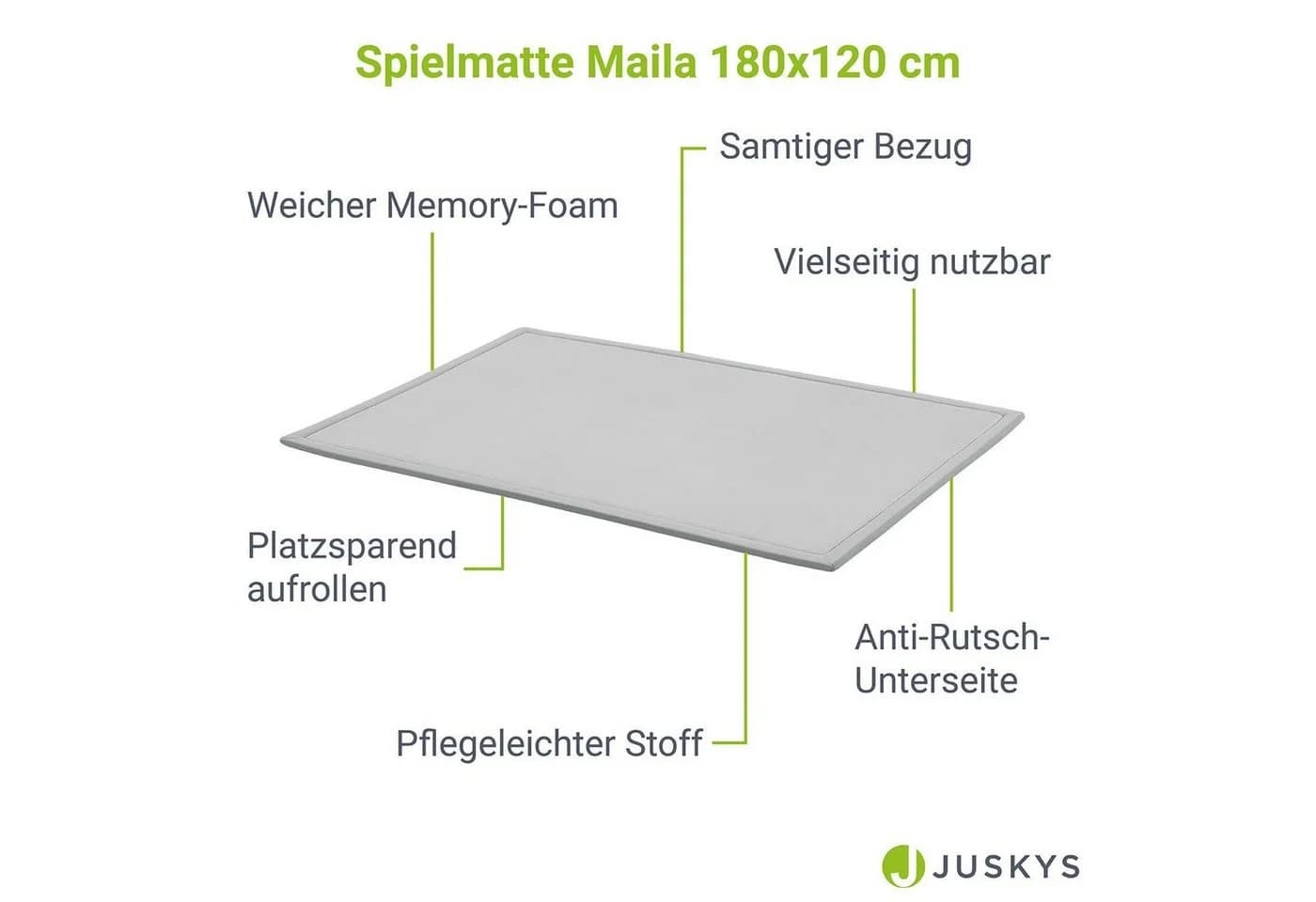 Juskys Krabbelmatte Maila Grau Memory-Foam rutschfest - Bild 4