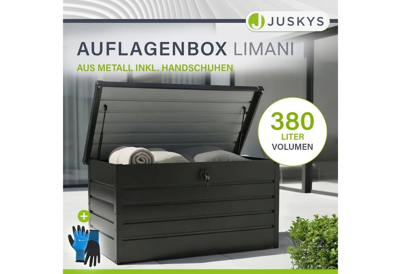 Juskys Metall Aufbewahrungsbox Limani 380L Anthrazit wasserdicht abschließbar - Bild 2