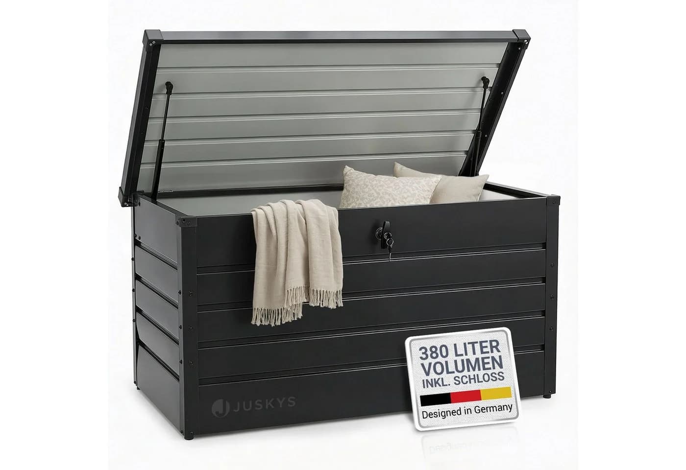 Juskys Metall Aufbewahrungsbox Limani 380L Anthrazit wasserdicht abschließbar - Bild 3