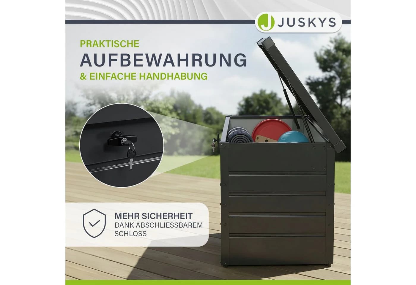 Juskys Metall Aufbewahrungsbox Limani 380L Anthrazit wasserdicht abschließbar - Bild 4