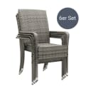 Juskys Gartenstuhl Yoro 6er Set Grau Polyrattan Stapelbar Bild 1