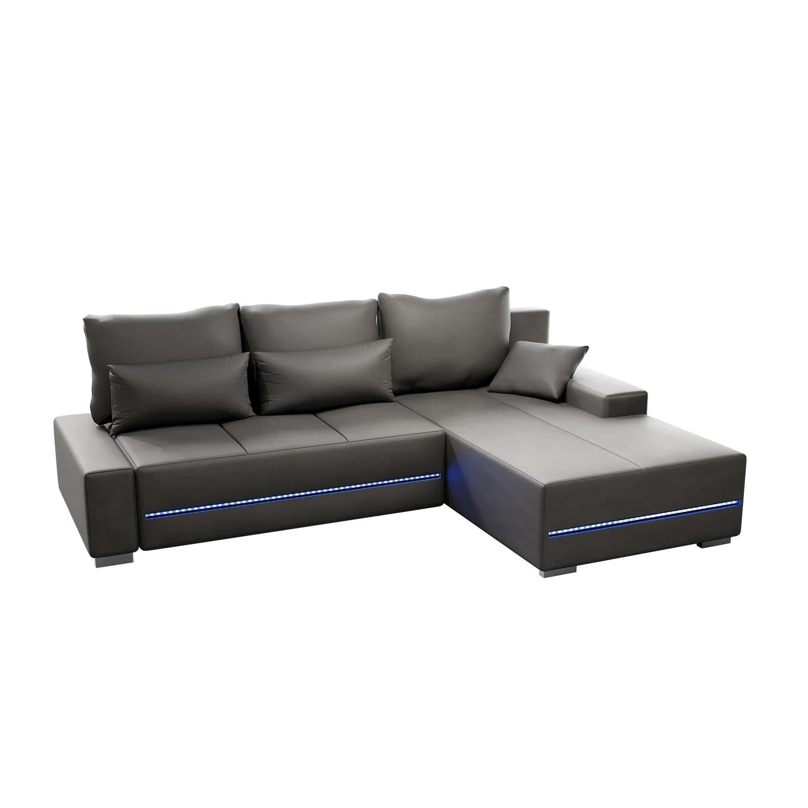 Juskys Sofa Davos Rechts Ecksofa Hellgrau Samt mit Schlaffunktion
