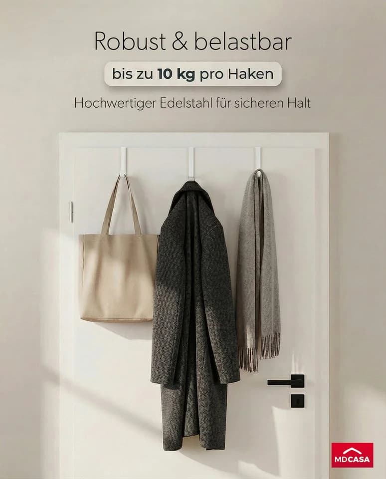 MDCASA Premium Türhaken Set 4-tlg. Edelstahl - Bild 5