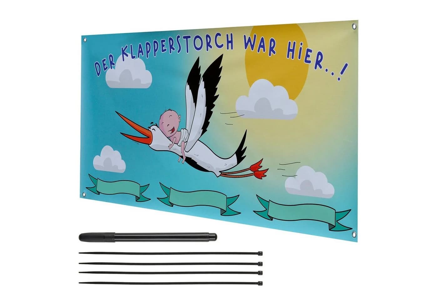 Makai Dekoobjekt Banner Plakat Geburt Storch Geschenk - Bild 2