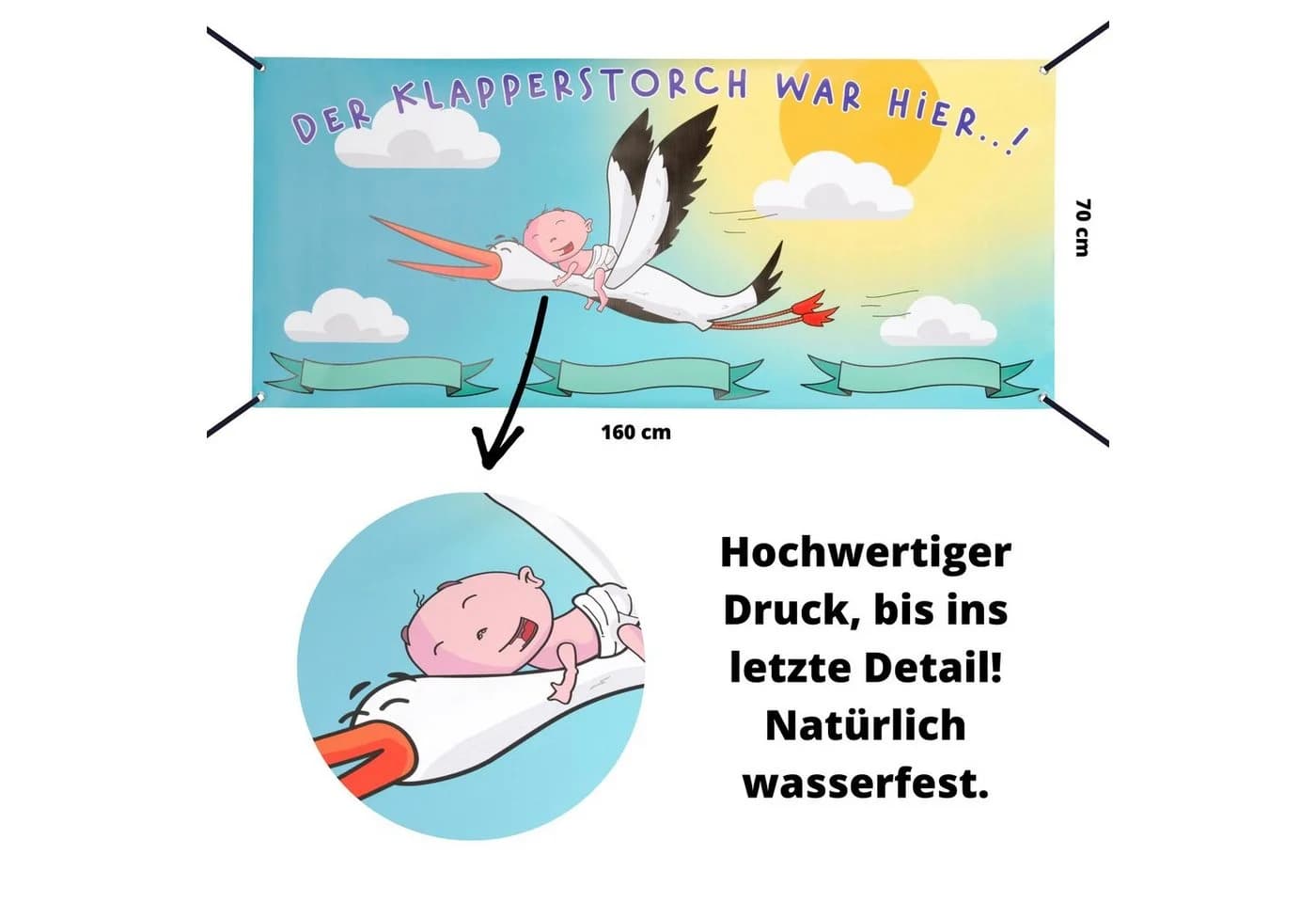 Makai Dekoobjekt Banner Plakat Geburt Storch Geschenk - Bild 3