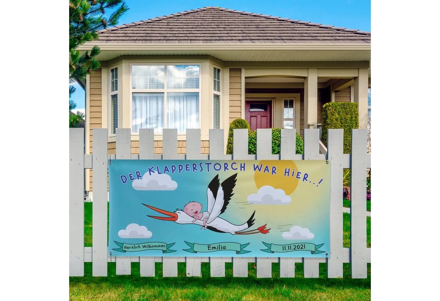 Makai Dekoobjekt Banner Plakat Geburt Storch Geschenk - Bild 4