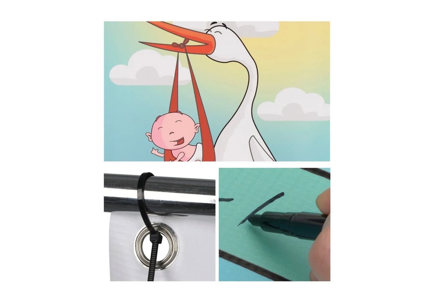 Makai Dekoobjekt Banner zur Geburt Storch Geschenk - Bild 5