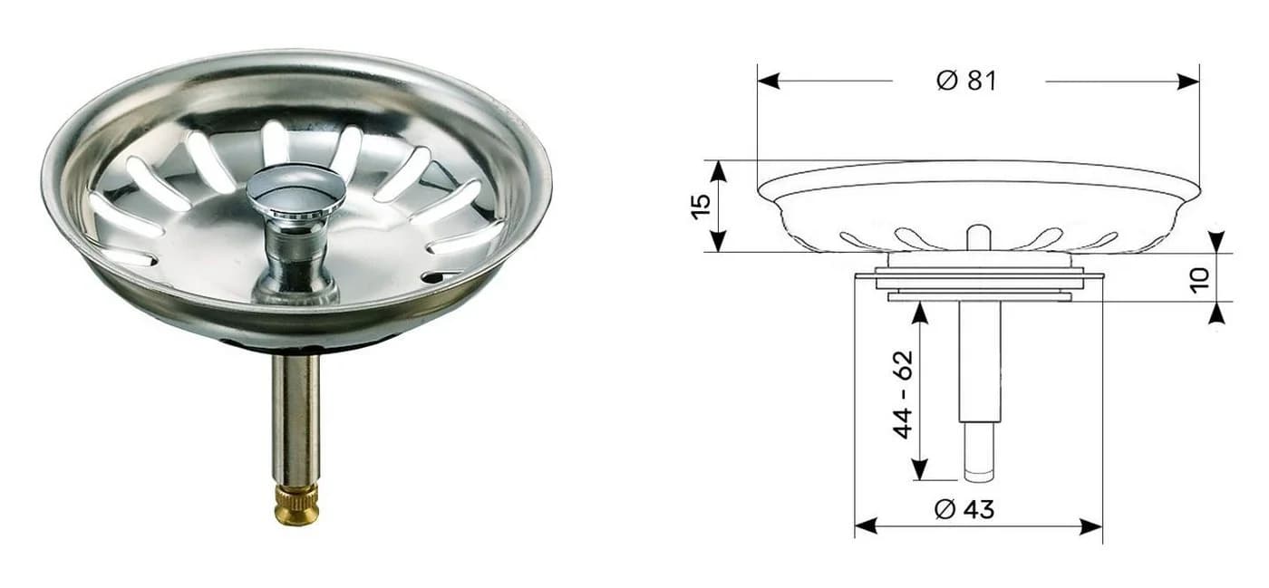 keenberk Universal Ablaufventil Siebkörbchen Edelstahl für Excenterbedienung - Bild 5