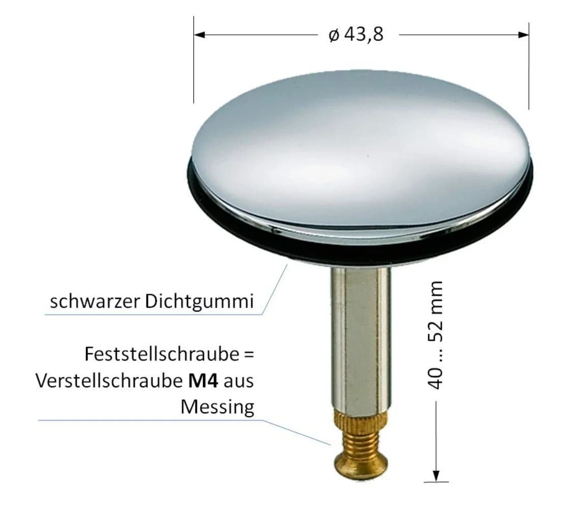 keenberk Ventilstopfen 43,8 mm Messing hartverchromt Universal