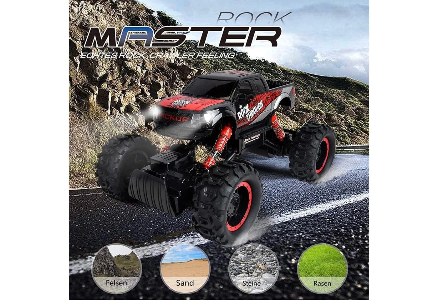 FunTomia RC Modellauto Rock Crawler 1:14 Rot Kinder Set