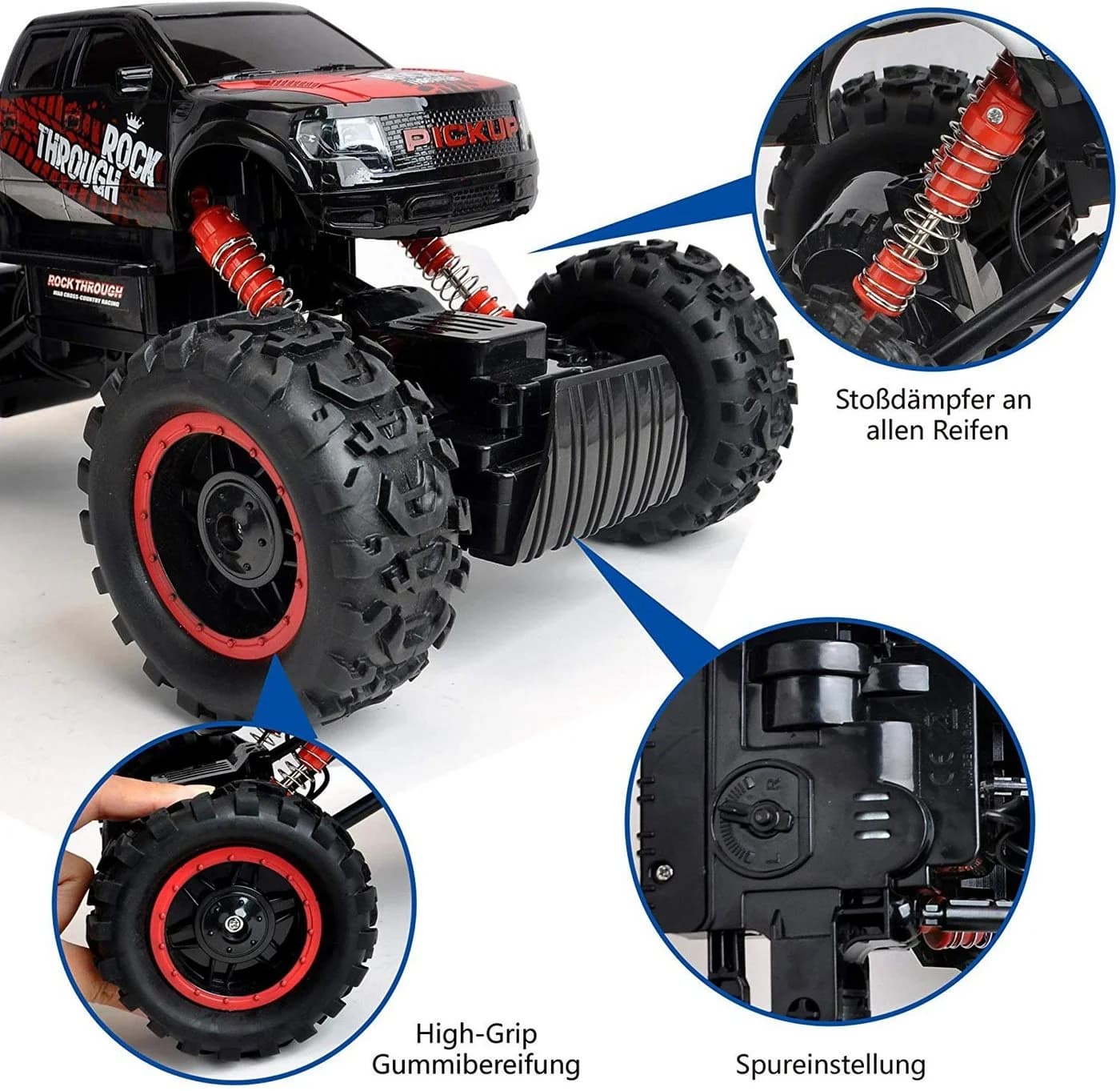 FunTomia RC Modellauto Rock Crawler 1:14 Rot Kinder Set - Bild 5